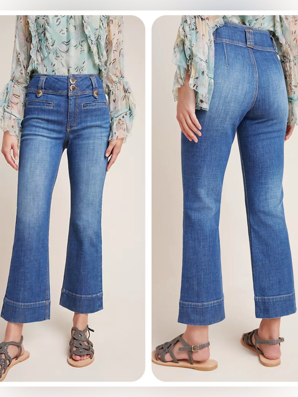 Anthropologie Pilcro Jeans Women’s 30 Blue High-Rise Cropped Flare LIKE NEW!